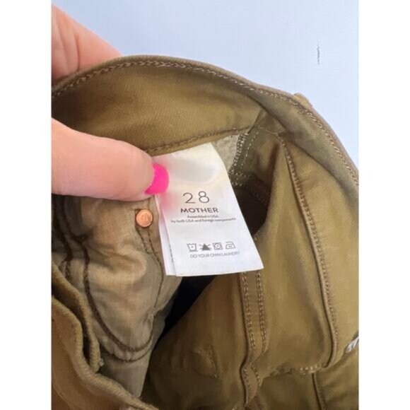 NEW Mother The Insider Crop Step Fray High Rise Straight Jeans Fir Green Size 28 - Picture 6 of 8